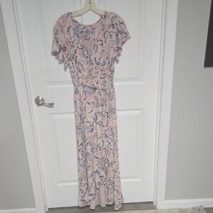 Isabel Maternity by Ingrid & Isabel Pink and Blue Maxi Dress Size L